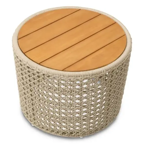 Eichholtz Trinity Outdoor Side Table - Natural Teak | Cream Rope