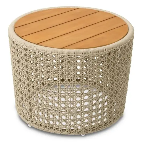 Eichholtz Trinity Outdoor Side Table - Natural Teak | Cream Rope