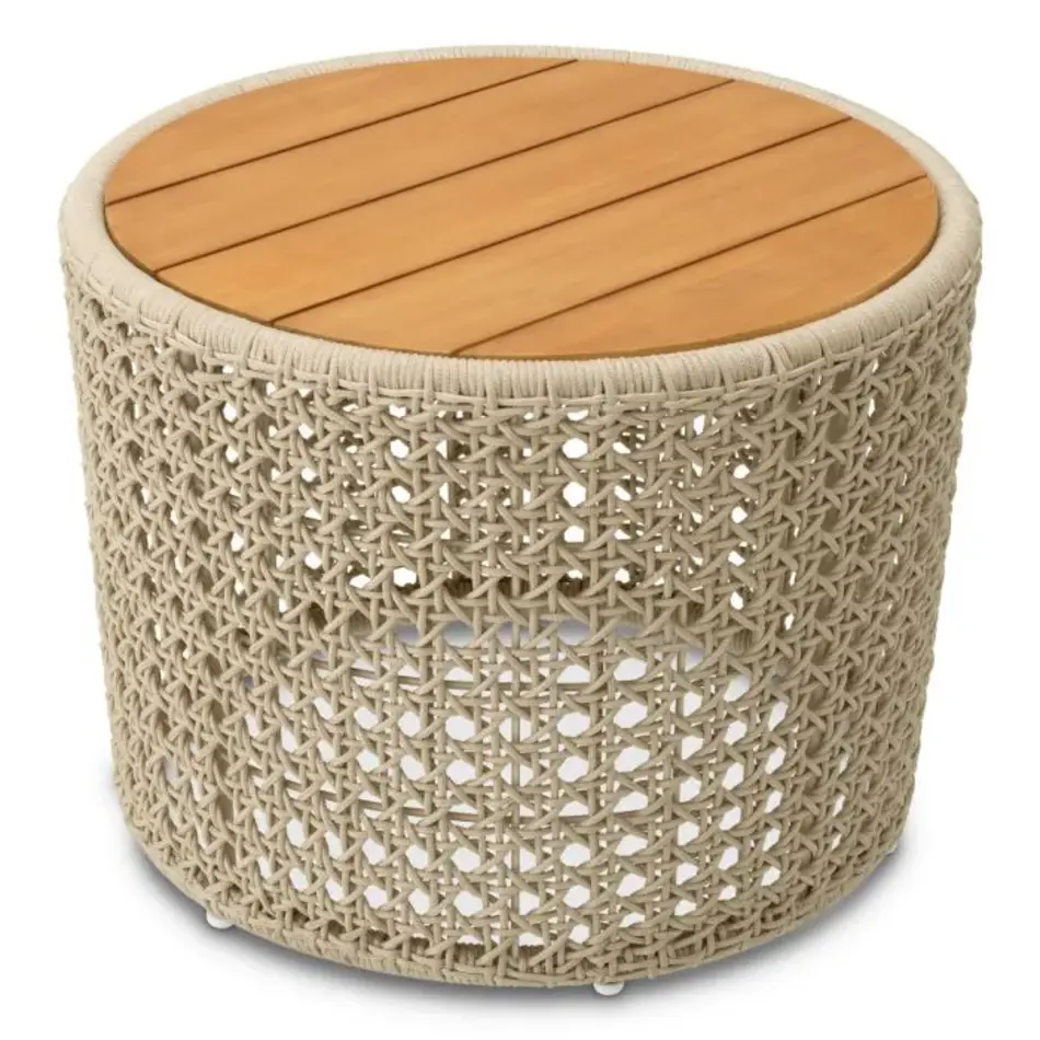 Eichholtz Trinity Outdoor Side Table - Natural Teak | Cream Rope