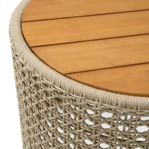 Eichholtz Trinity Outdoor Side Table - Natural Teak | Cream Rope