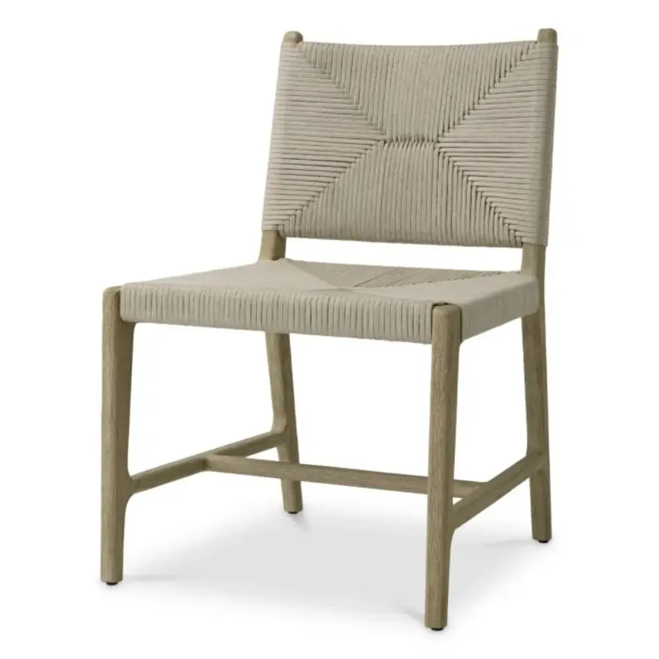 Eichholtz Pivetti Outdoor Dining Chair – Aged Teak | Light Grey Rope