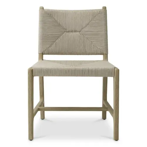 Eichholtz Pivetti Outdoor Dining Chair – Aged Teak | Light Grey Rope