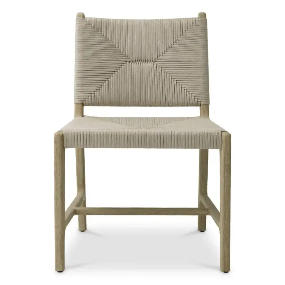 Eichholtz Pivetti Outdoor Dining Chair – Aged Teak | Light Grey Rope