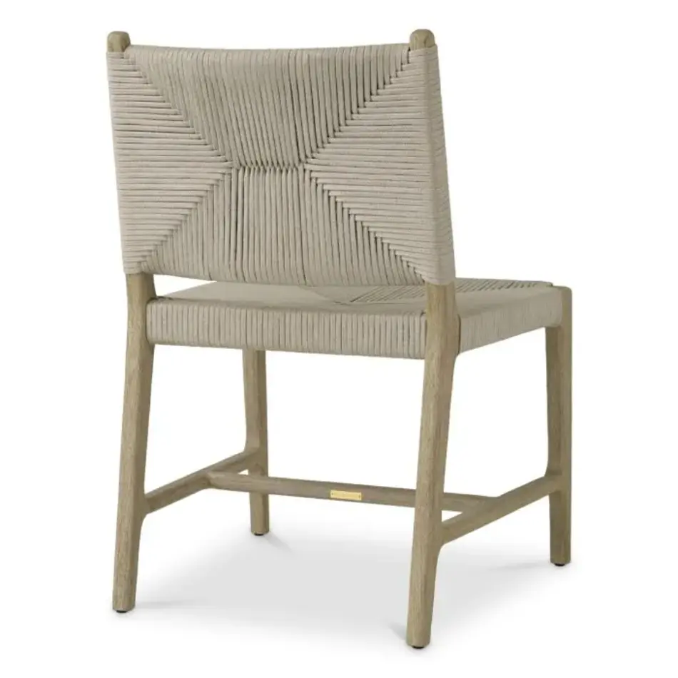 Eichholtz Pivetti Outdoor Dining Chair – Aged Teak | Light Grey Rope