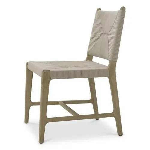 Eichholtz Pivetti Outdoor Dining Chair – Aged Teak | Light Grey Rope