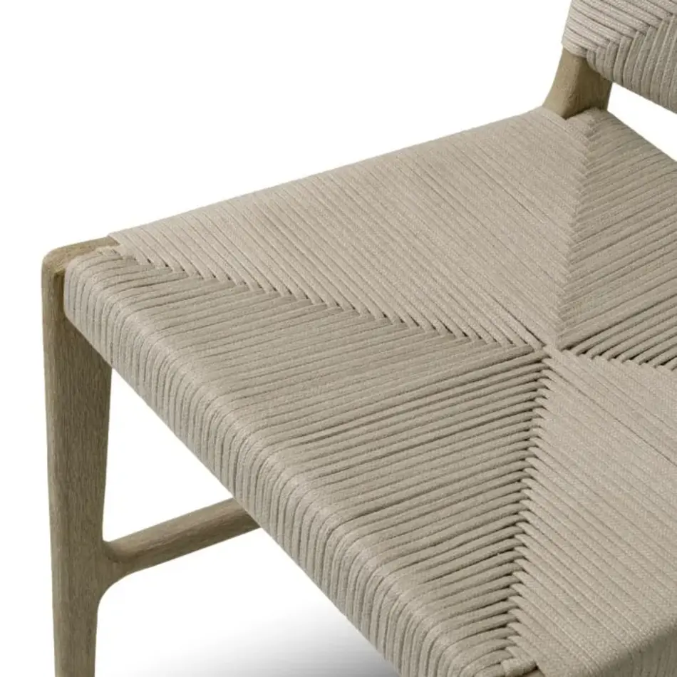 Eichholtz Pivetti Outdoor Dining Chair – Aged Teak | Light Grey Rope