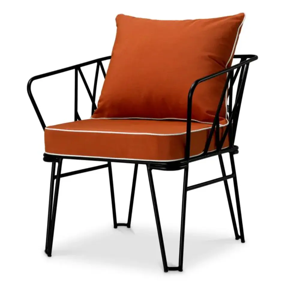 Eichholtz Clifton Outdoor Chair – Black Finish | Blaise Orange