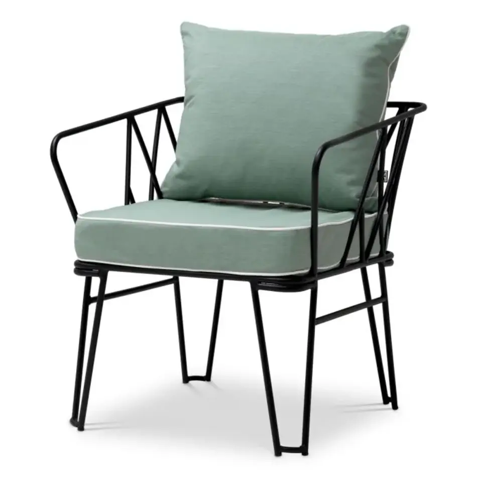 Eichholtz Clifton Outdoor Chair – Black Finish | Blaise Light Blue