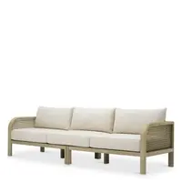 Julian L Outdoor Sofa – Aged Teak | Beige Rope | Viola Sand
