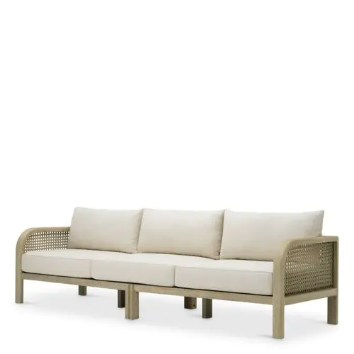 Eichholtz Julian L Outdoor Sofa – Aged Teak | Beige Rope | Viola Sand