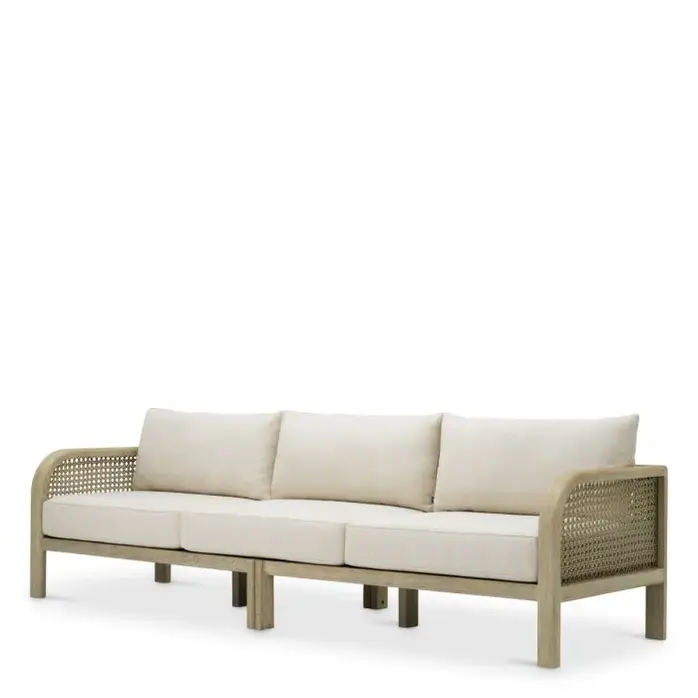 Eichholtz Julian L Outdoor Sofa – Aged Teak | Beige Rope | Viola Sand