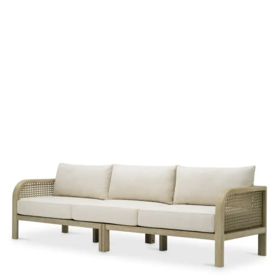 Eichholtz Julian L Outdoor Sofa – Aged Teak | Beige Rope | Viola Sand