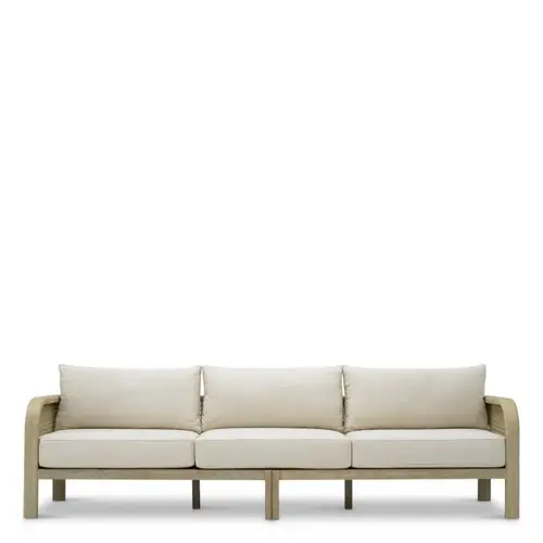 Eichholtz Julian L Outdoor Sofa – Aged Teak | Beige Rope | Viola Sand