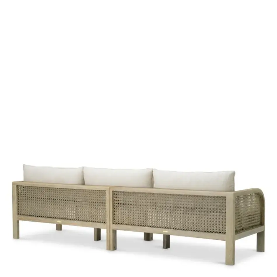 Eichholtz Julian L Outdoor Sofa – Aged Teak | Beige Rope | Viola Sand