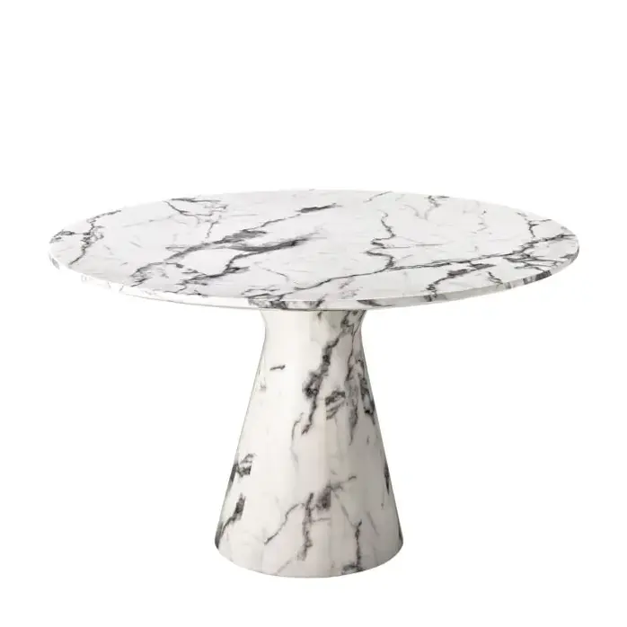 Eichholtz Turner Dining Table – White Faux Marble met Zwarte Aders Eichholtz Turner Dining Table – White Faux Marble met Zwarte Aders