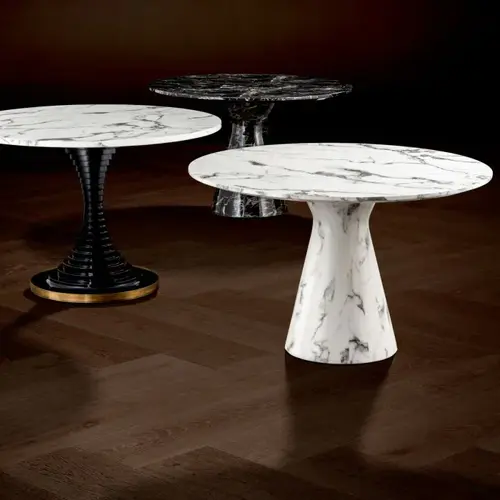 Eichholtz Turner Dining Table – White Faux Marble met Zwarte Aders
