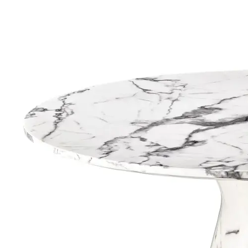 Eichholtz Turner Dining Table – White Faux Marble met Zwarte Aders