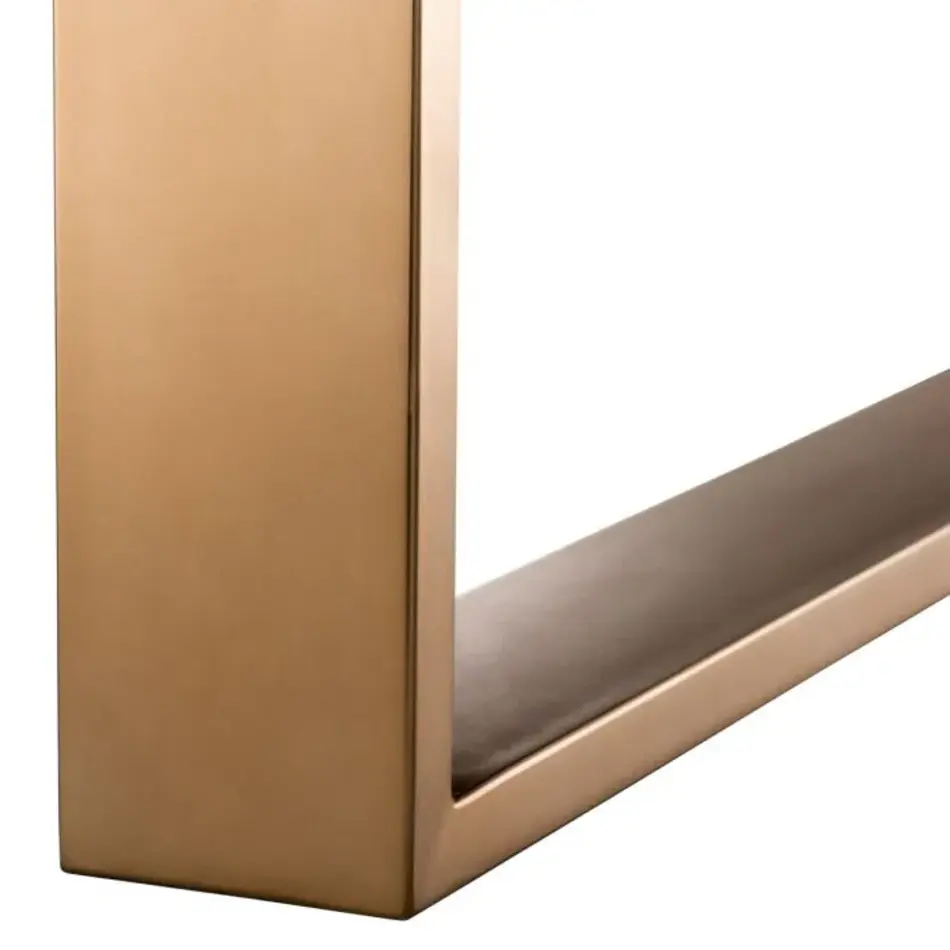 Eichholtz Melchior Dining Table 230 cm – Brown Oak Veneer | Visgraat | Brushed Brass