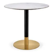 Trevor Dining Table - Black Finish | Brushed Brass | Ceramic Marble Look