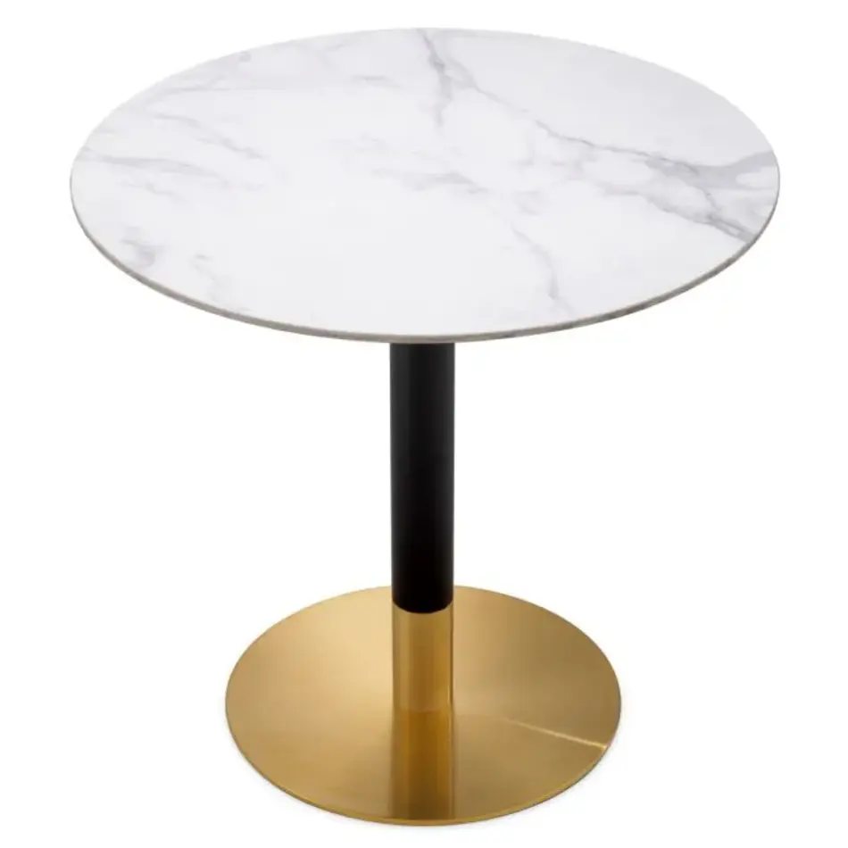 Eichholtz Trevor Dining Table – Black Finish | Brushed Brass | Ceramic Marble Look Eichholtz Trevor Dining Table – Black Finish | Brushed Brass | Ceramic Marble Look
