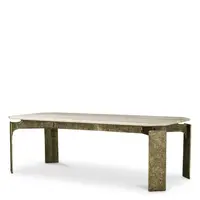 Bodega Rectangular Dining Table - Antique Brass | Beige Marble