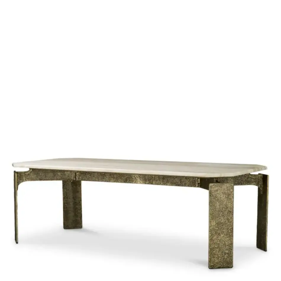 Eichholtz Bodega Rectangular Dining Table – Antique Brass | Beige Marmer Eichholtz Bodega Rectangular Dining Table – Antique Brass | Beige Marmer