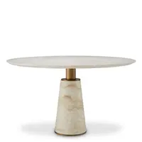 Genova Dining Table - Travertine | Brushed Brass Finish