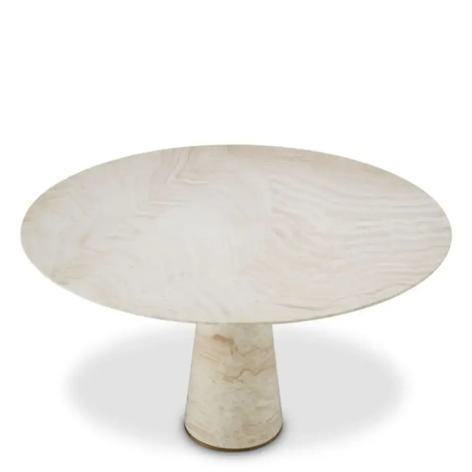 Eichholtz Genova Dining Table – Travertin | Brushed Brass Finish Eichholtz Genova Dining Table – Travertin | Brushed Brass Finish