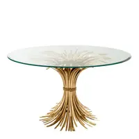 Bonheur Salontafel Ø130 cm – Antique Gold | Glasblad | Sculpturaal Design