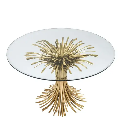 Eichholtz Bonheur Salontafel Ø130 cm – Antique Gold | Glasblad | Sculpturaal Design