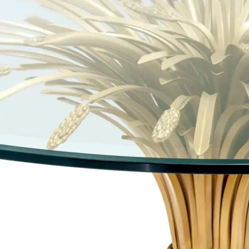 Eichholtz Bonheur Salontafel Ø130 cm – Antique Gold | Glasblad | Sculpturaal Design