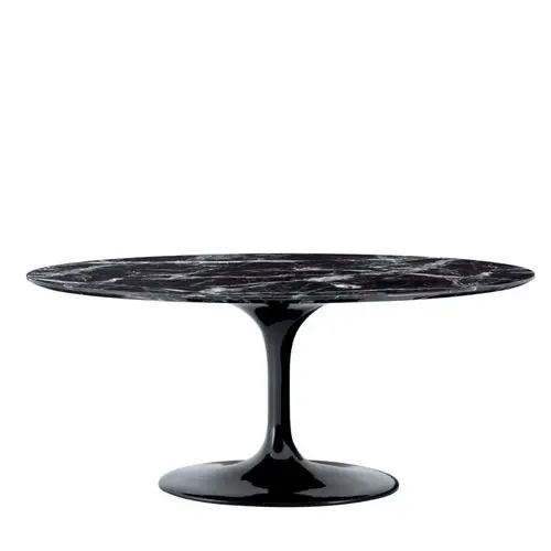 Eichholtz Solo Dining Table - Black Faux Marble | Oval Tulip Design