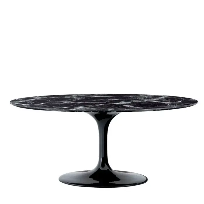 Eichholtz Solo Eettafel – Zwart Faux Marmer | Ovale Tulip Design