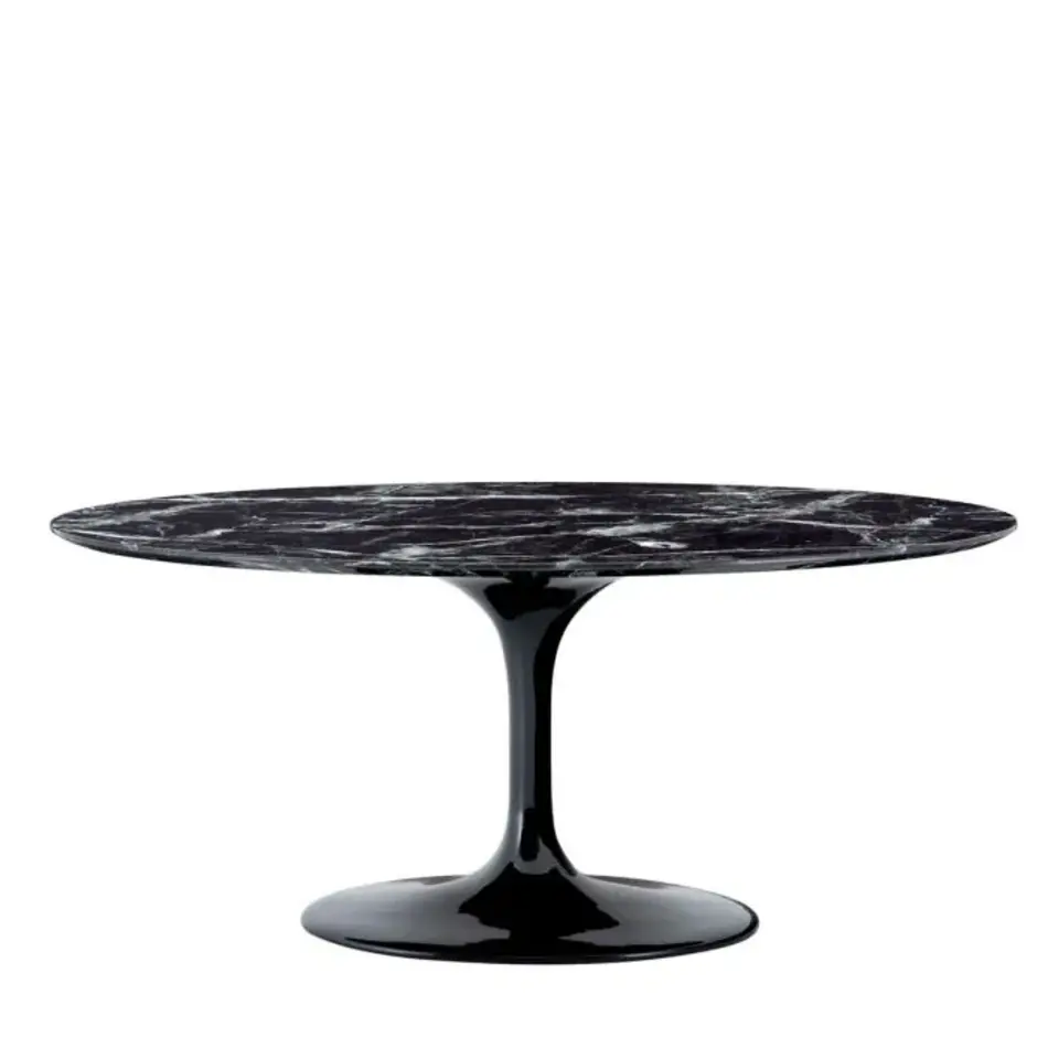 Eichholtz Solo Dining Table - Black Faux Marble | Oval Tulip Design