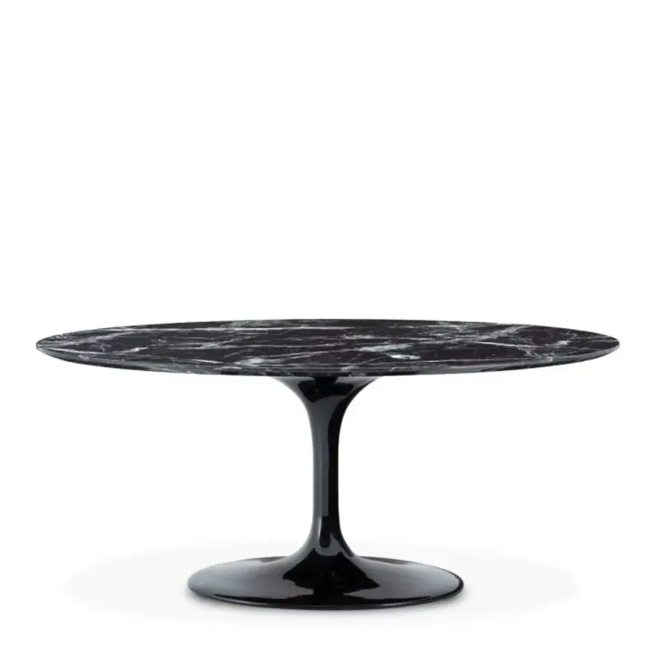 Eichholtz Solo Dining Table - Black Faux Marble | Oval Tulip Design