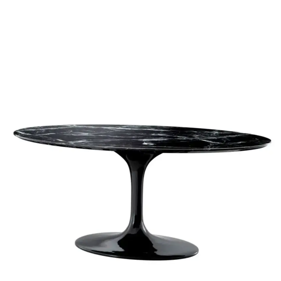 Eichholtz Solo Dining Table - Black Faux Marble | Oval Tulip Design