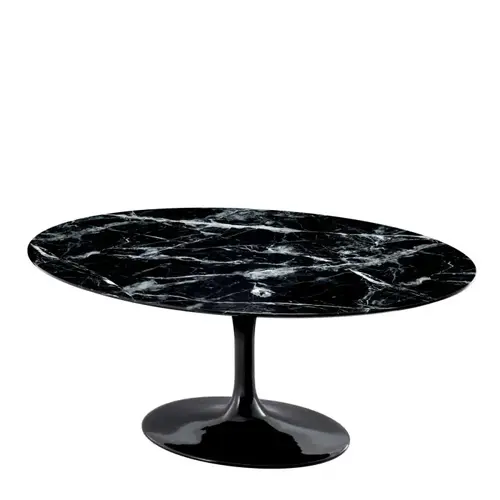 Eichholtz Solo Dining Table - Black Faux Marble | Oval Tulip Design