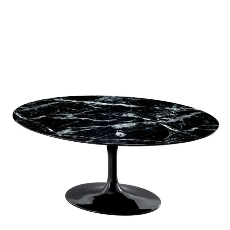 Eichholtz Solo Dining Table - Black Faux Marble | Oval Tulip Design