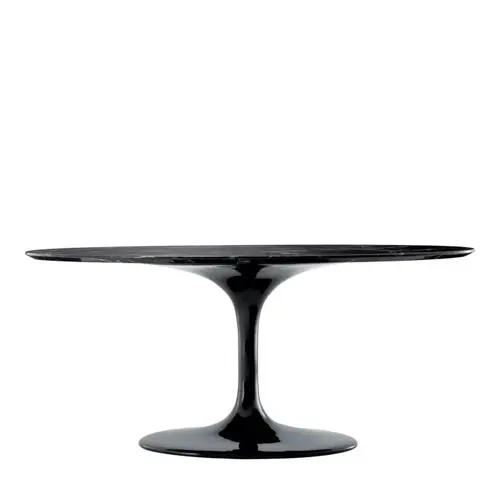 Eichholtz Solo Dining Table - Black Faux Marble | Oval Tulip Design