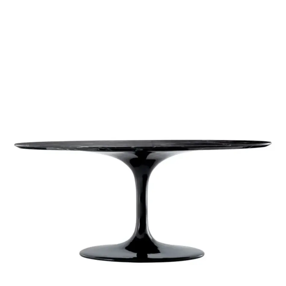 Eichholtz Solo Dining Table - Black Faux Marble | Oval Tulip Design