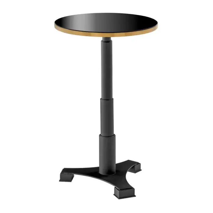 Eichholtz Avoria Bar Table - Black | Glossy Top | Brass Detail
