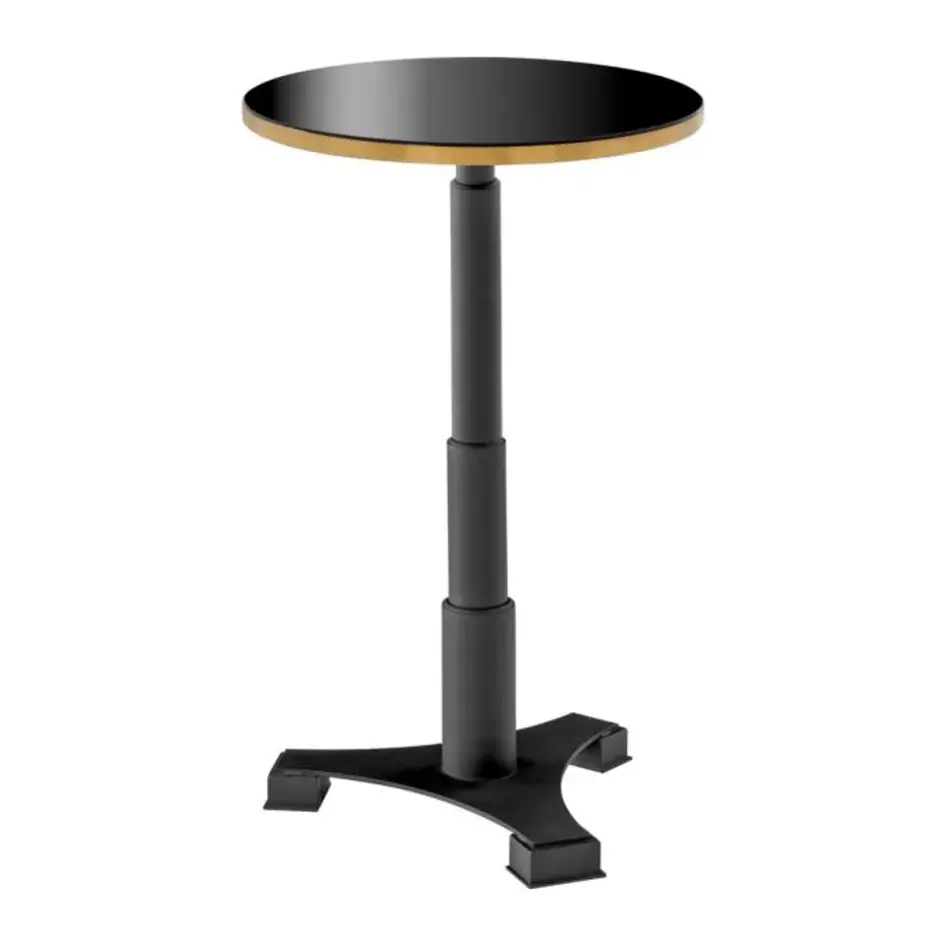Eichholtz Avoria Bar Table - Black | Glossy Top | Brass Detail Eichholtz Avoria Bar Table - Black | Glossy Top | Brass Detail