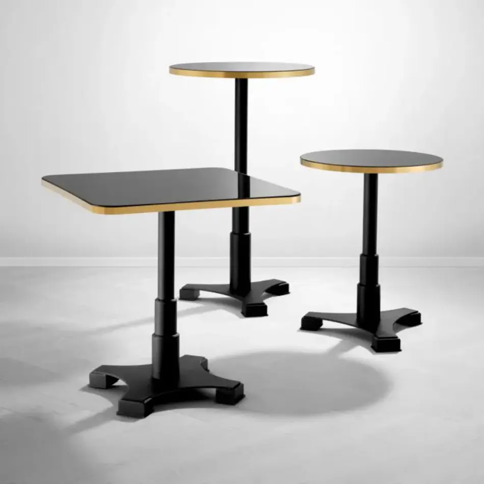 Eichholtz Avoria Bar Table - Black | Glossy Top | Brass Detail Eichholtz Avoria Bar Table - Black | Glossy Top | Brass Detail