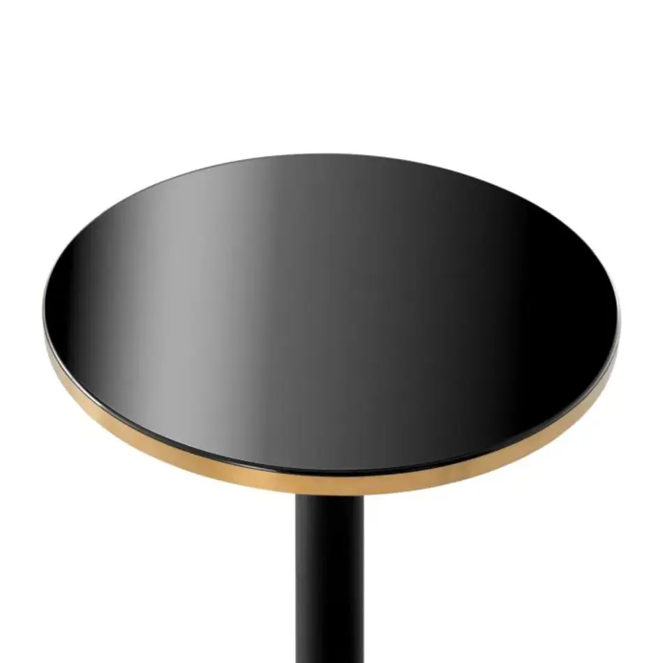 Eichholtz Avoria Bar Table - Black | Glossy Top | Brass Detail Eichholtz Avoria Bar Table - Black | Glossy Top | Brass Detail