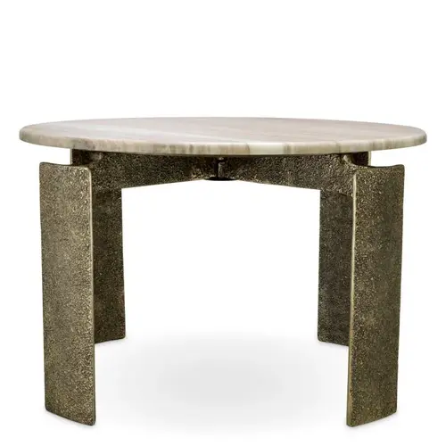 Eichholtz Bodega Round Dining Table - Antique Brass | Beige Marble Top