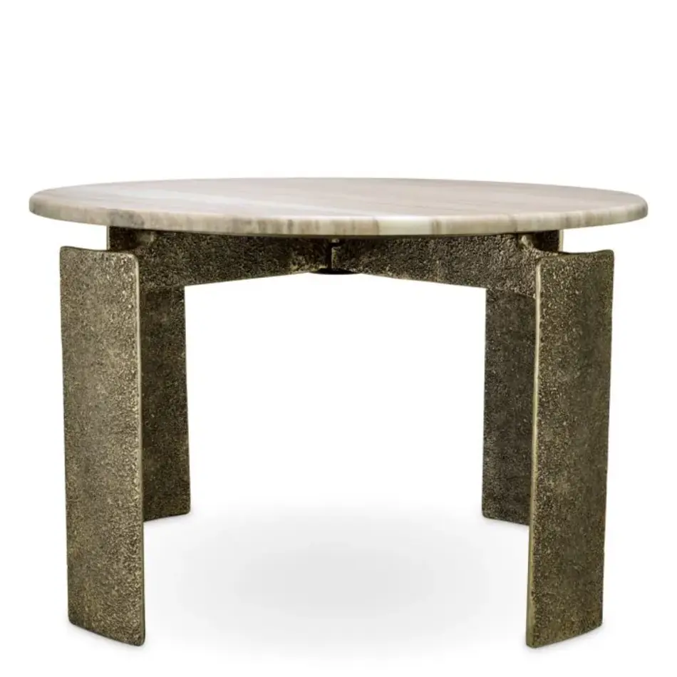 Eichholtz Bodega Round Dining Table - Antique Brass | Beige Marble Top
