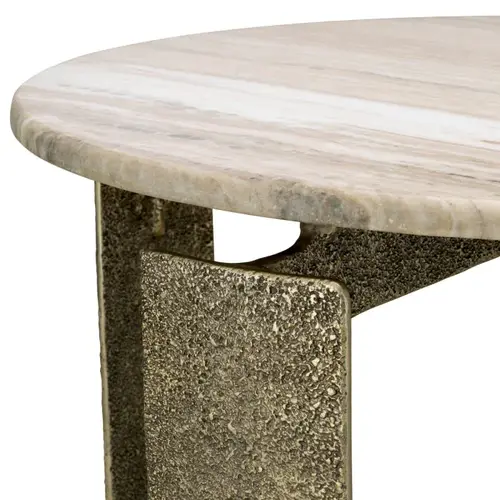 Eichholtz Bodega Round Dining Table - Antique Brass | Beige Marble Top