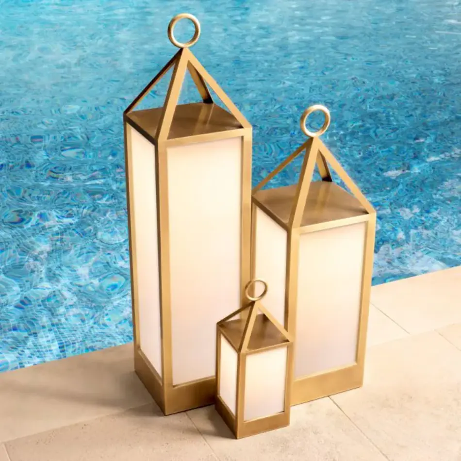 Eichholtz Riserva S Outdoor Lamp - Antique Brass | White Glass | IP44 Eichholtz Riserva S Outdoor Lamp - Antique Brass | White Glass | IP44