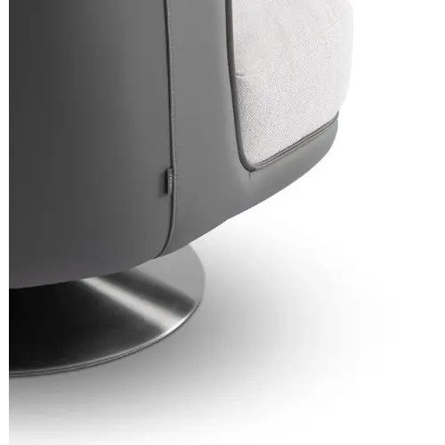 The Grand Interior Gregorio Swivel Chair - Stainless Steel | Hopsack Woven Fabric | Micro Leather Details | Lounge Chair