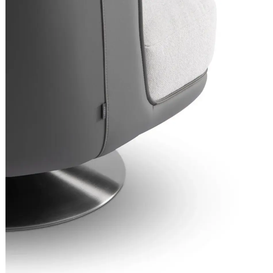 The Grand Interior Gregorio Swivel Chair - Stainless Steel | Hopsack Woven Fabric | Micro Leather Details | Lounge Chair